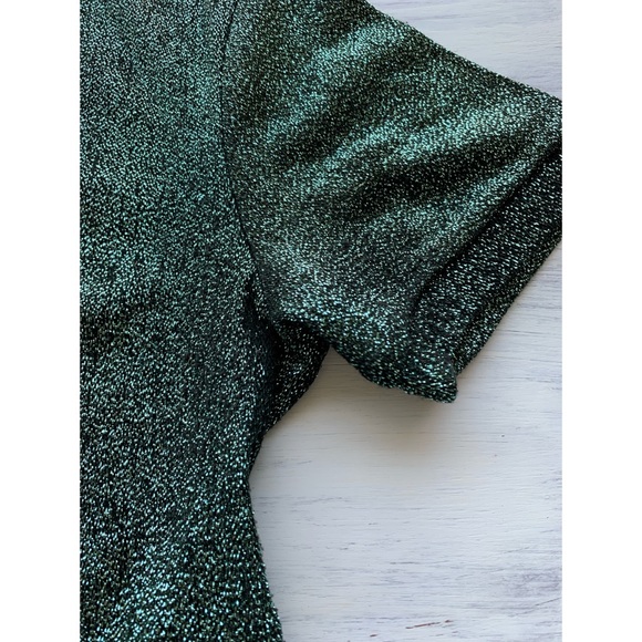 Size 4, TOPSHOP, shimmery green and black crop top - Picture 8 of 12